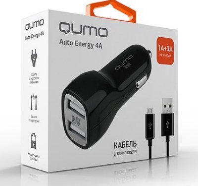    Qumo 4.0A, 2xUSB(1A+3A),  micro USB,  (20735)