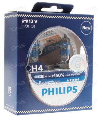   PHILIPS Racing Vision +150% H4 12V 60/55W (P43t), 2 ., 12342RVS2