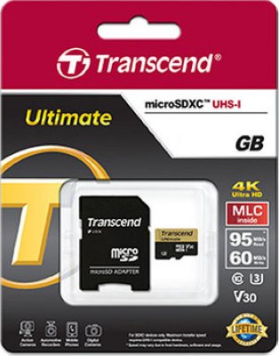 Micro SecureDigital 32Gb HC Transcend Ultimate class10, UHS-I (U3) V30 (TS32GUSDU3M) + SD 