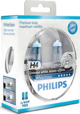   H4 60/55W White Vision 2 . + W5W 2 . Philips