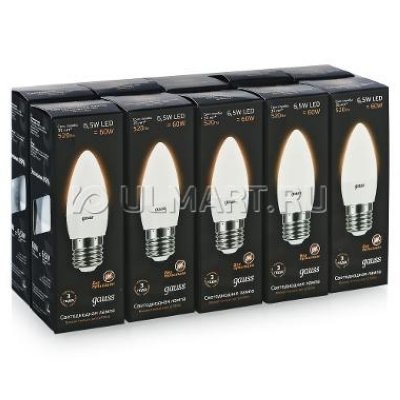   Gauss LED Candle E27 6.5W 100-240V 4100  (A10 .)