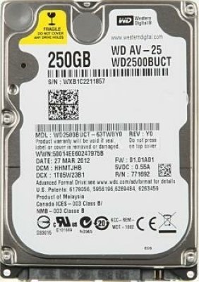   Western Digital Scorpio Blue 2.5" 250Gb [WD2500BUCT 16Mb 5400rpm SATA II Mobile AV-25]