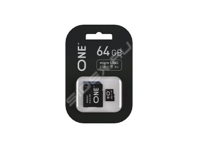   microSDHC ONE 64Gb Class10 UHS-I + SD adapter (ONE-USDX64GU1C10-RA)