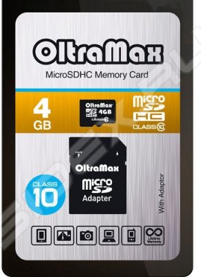   OltraMax microSDHC Class 10 4GB + SD adapter