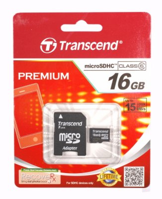   Transcend microSDHC 16GB Class 6 + ADP