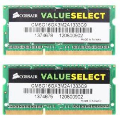 Corsair CMSO16GX3M2A1333C9   SODIMM DDR3 16GB (2*8GB) PC3-10600 1333MHz CL 9-9-9-24 1.5V