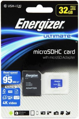   Energizer 32 GB MicroSDHC class 10 UHS-I U3 Ultimate  