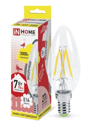  IN HOME LED--deco 7W 3000K 230V 630Lm E14 Clear 4690612007601