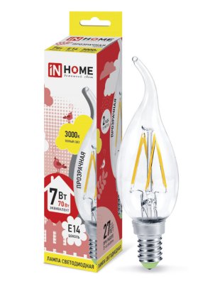  IN HOME LED-  -deco 7W 3000K 230V 630Lm E14 Clear 4690612007663