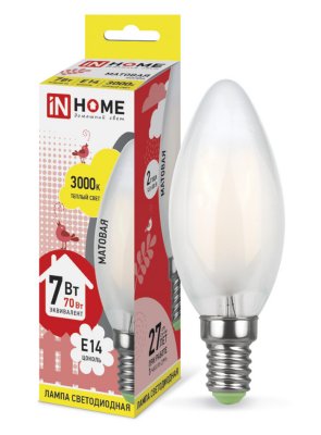  IN HOME LED--deco 7W 3000K 230V 630Lm E14 Matte 4690612006772