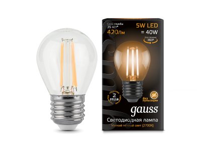 Gauss LED Filament Globe Dimmable E27 5W 2700K 105802105-D