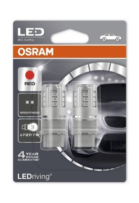   OSRAM LED Standart Red P27/7W 12V 2,5W, 2 , 3547R-02B (.2)