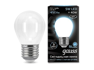   GAUSS 105802205 LED Filament globe  27 5  4100k 1/10/50