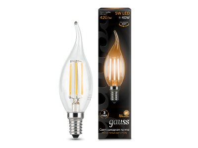  Gauss LED Filament Candle Tailed Dimmable E14 5W 2700K 104801105-D