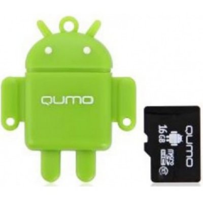   Qumo Fundroid (QM16GCR-MSD10-FD-ORG) MicroSDHC Memory Card 16Gb Class10 + USB microSD R