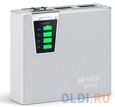   Hiper Mobile Power 5000 mAh Silver  5000 -, 1x USB 5  1 , 1x USB 5 