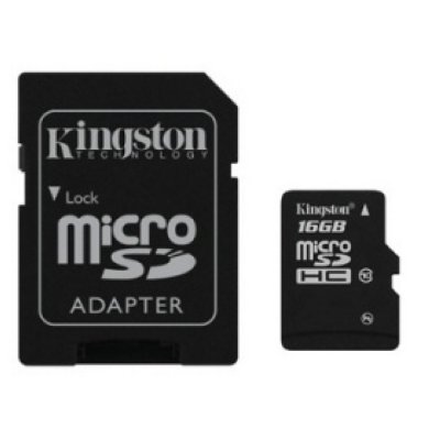   MicroSD 16Gb Kingston (SDC10/16GB) Class 10 microSDHC + SD adapter