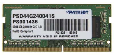   Patriot Memory DDR4 SO-DIMM 2400MHz PC4-19200 CL17 - 4Gb PSD44G240041S