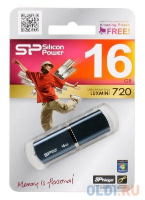   16GB USB Drive (USB 2.0) Silicon Power LuxMini 720 Dark Blue (SP016GBUF2720V1D)