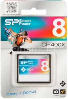   Compact Flash Card Silicon Power 8Gb "SP008GBCFC400V10" "400x" (Retail)