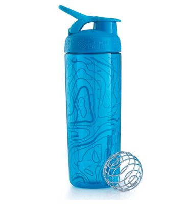  BlenderBottle SportMixer Sleek 828ml Topo Flow Pattern Light Blue BB-SMSK-TOFL