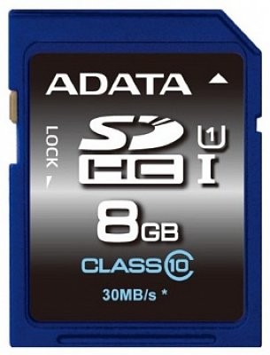   8Gb - A-Data Premier - High-Capacity Class 10 UHS-I U1 - Secure Digital ASDH8GUICL10-R