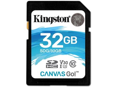   32GB - Kingston SDHC Canvas Go 90R/45W CL10 U3 V30 SDG/32GB