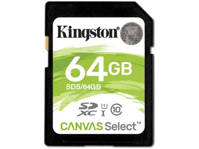   64GB - Kingston SDHC Canvas Select 80R CL10 UHS-I SDS/64GB