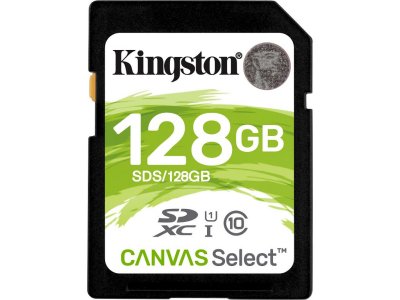   128GB - Kingston SDHC Canvas Select 80R CL10 UHS-I SDS/128GB