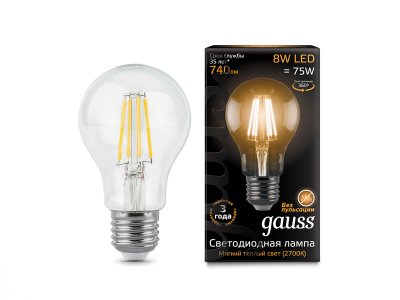 Gauss LED Filament A60 E27 8W 2700K 102802108