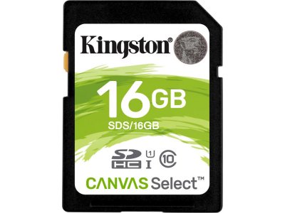   16GB - Kingston SDHC Canvas Select 80R CL10 UHS-I SDS/16GB