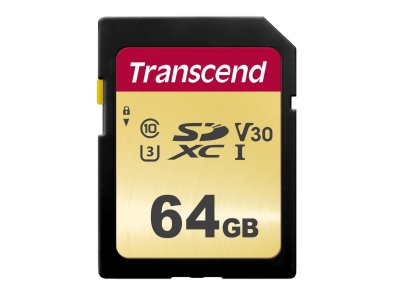   64Gb - Transcend 500S SDXC I Clase 10 UHS-I U3 V30 TS64GSDC500S (!)