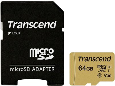   64Gb - Transcend 500S MicroSDXC Class10 UHS-I U3 TS64GUSD500S (!)