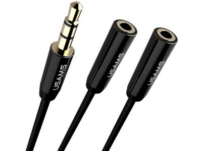   USAMS Lovers Series US-SJ065 Jack 3.5mm/F - 2x Jack 3.5mm/M 0.5m Black