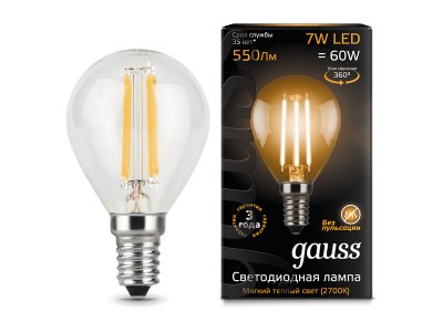  Gauss LED Filament Globe E14 7W 2700K 105801107