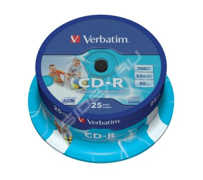  CD-R Verbatim 700Mb 52x DataLife+ Cake Box Vinyl Printable (25 ) (43710)