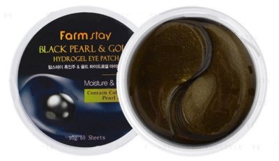  Farmstay    Stay black pearl & gold hydrogel eye patch 90  60 .