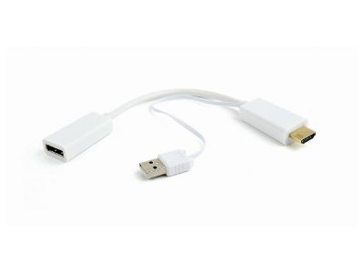  Gembird Cablexpert HDMI - DisplayPort HD19M+USBxHD20F White DSC-HDMI-DP-W