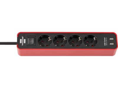  Brennenstuhl Ecolor 2xUSB 4 Sockets 1.5m Red 1153240076