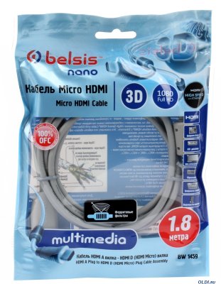  Belsis HDMI, HDMI  - micro HDMI (type D)   /,  1.8 . BW1459