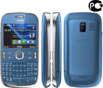   Nokia Asha 302 Blue   QWERTY-, Wi-Fi  3G