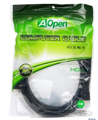  AOpen HDMI 19M/M+2 A1.4V+3D/Ethernet (ACG511D-3M) 3m,  