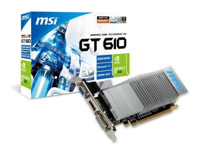  MSI PCI-E N610GT-MD2GD3/LP GeForce with CUDA GT610 2Gb DDR3 (64bit) DVI VGA HDMI Retail