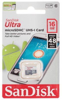   TransFlash 16Gb MicroSDHC class 10 UHS-I 48MB/s SanDisk Ultra Android, SDSQUNB-016G-GN3