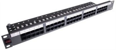 - Molex pn PID-00145 Rack 19" Patch Panel, 50xRJ45 KATT IDC, USOC 2 pai 1U, Graphite