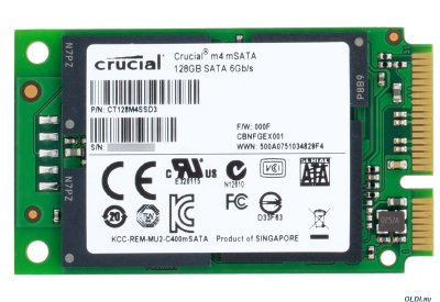   SSD 128GB Crucial M4 [mSATA, CT128M4SSD3 read 500MB/s, write 175MB/s, SATA-