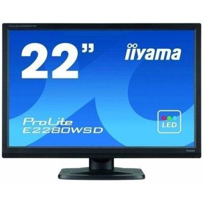  22" Iiyama E2280WSD-B1 ProLite TFT TN 1680x1050; 0.282mm; 5ms; 250cd/m2; 1000:1; VGA; DVI-D