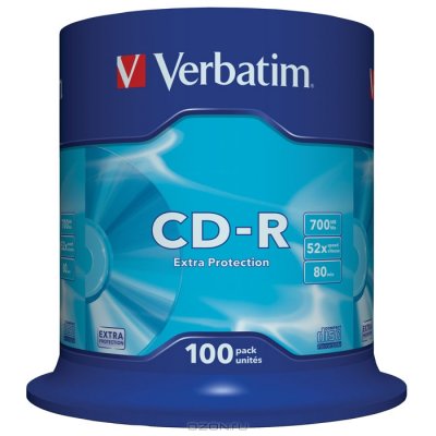   CDR  Verbatim DL 700Mb 52x CakeBox 100 . (43411)