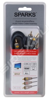 Sparks SG1116   3xRCA  - 3xRCA , Gold,  RGB/ (YCrCb/YPrPb